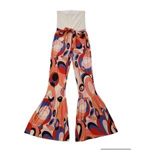 Jolie & Joy flared bell bottom sleeveless jumpsuit small hippie boho Feminine